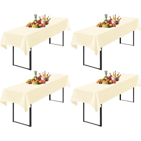 4er-Pack Tischdecke Bierzeltgarnitur 100x250cm Beige, wasserdicht, pflegeleicht