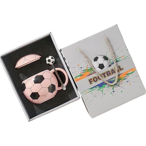 Tazza da caffè a tema calcistico, 414 ml - Confezione regalo rosa