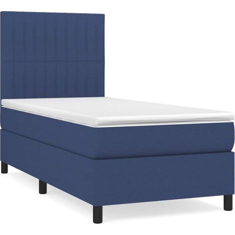 Cadre de lit en tissu, matelas inclus, bleu, 80 x 200 cm (1/5)