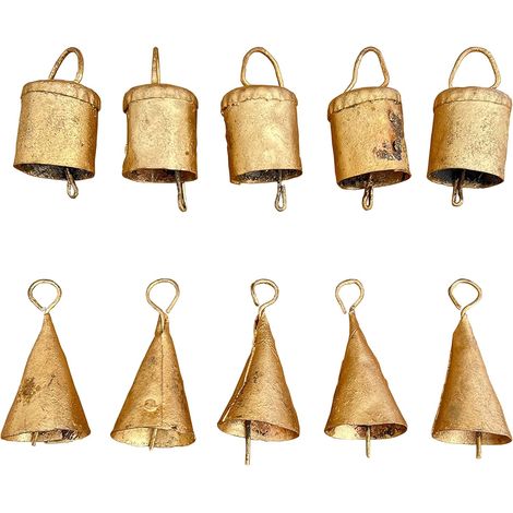 10 Pcs Décorations de Noël – Cloches pour travaux manuels, décoration d'intérieur, décorations de Noël cloches de Noël, cloches de Noël pour décoration – Vintage, petit grelot de sorcière et cloches