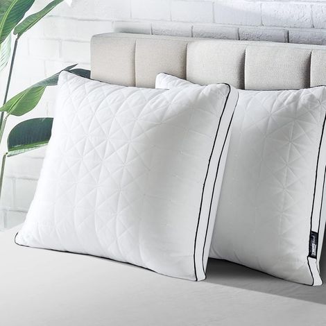 Oreiller 60x60 Lot de 2, Anti-Acariens à Faible Garnissage Microfibre Hypoallergénique, Moelleux et Respirant, Convient Allongées sur Le Côté Dos Blanc (1/5)