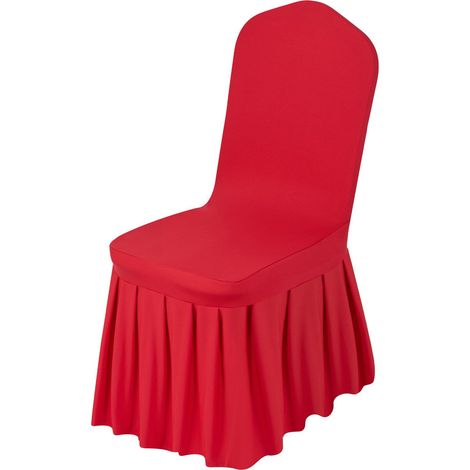 Housses de chaise rouges extensibles en polyester et élasthanne, lot de 30, pour mariages, fêtes et banquets, taille jusqu'à 51x45x95 cm. (1/5)