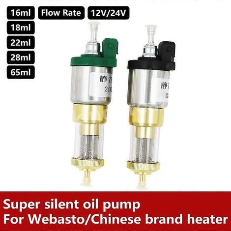 Pompe à carburant/chauffage de voiture 12V/24V ultra silencieuse, 16/22/28/65ml, compatible avec les chauffages Webasto (marque chinoise), pour air, diesel et huile de stationnement. (1/5)