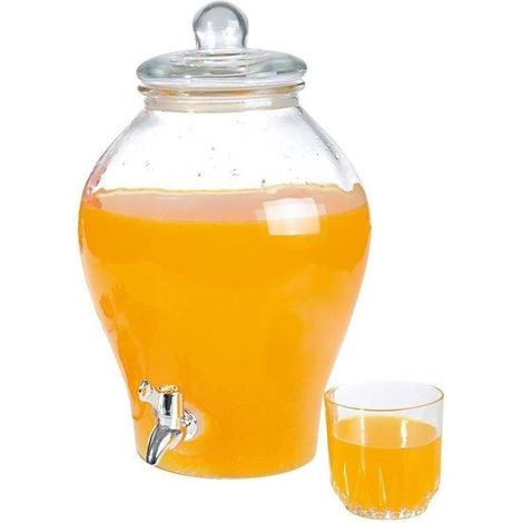 Distributeur de boissons avec robinet pour limonade ou feu de joie avec morceaux de fruits (1/3)