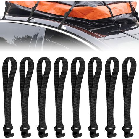 8 Pcs Rooftop Cargo Tie Down Hook Straps - Metal Hook Roof Rack Straps for Car Top Luggage (1/5)