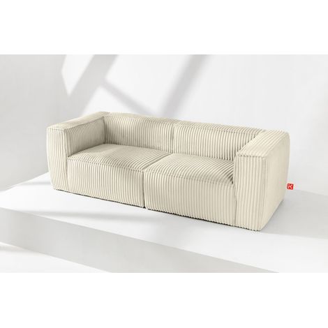 KONSIMO FEROX Modernes Sofa 3 Sitzer aus breitem Cordstoff, cremefarben (1/5)