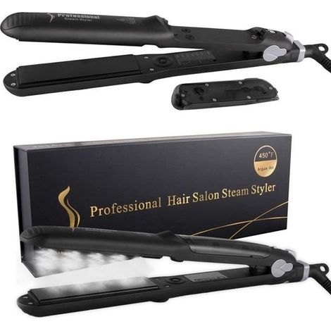 Fer à lisser vapeur professionnel à l'huile d'argan - 450 °F - Soins des cheveux (1/4)