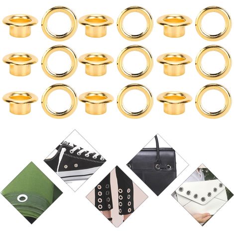 Rivets creux en laiton doré 6mm - 200 pièces pour fabrication de chaussures et accessoires en cuir DIY (1/4)