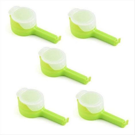 5 Clips de fermeture, bec verseur intégré, plastique durable, sacs alimentaires, cuisine (1/5)