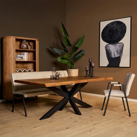 Table à manger bois à bords naturels 220 cm CALERO