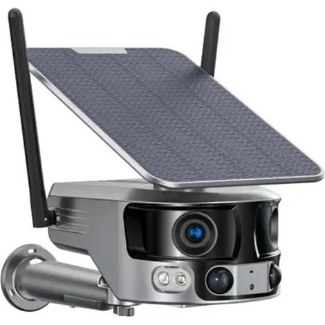 Caméra de sécurité à Domicile 4K 8MP Double Objectif 4G caméra Solaire extérieure 180 ° Ultra Grand Angle de Vue PIR détection Humaine caméra de sécurité 4X Zoom caméra Solaire(WiFi No Card) (1/5)