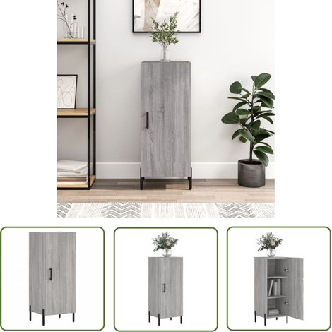 The Living Store Buffet Sonoma gris 34,5x34x90 cm Bois d'ingénierie - Buffet Moderne - Meuble De Rangement - Armoire Laterale - Commode - Design Contemporain (1/5)