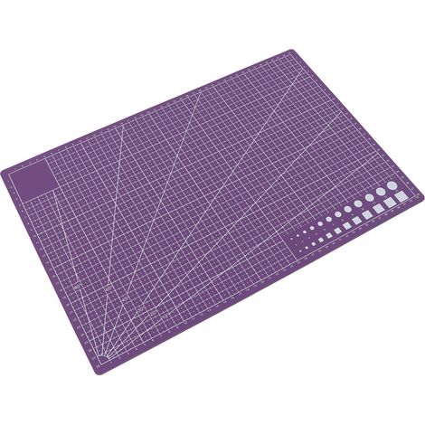 Tapis de découpe double face en PVC A3, quadrillage auto-cicatrisant, outil de loisirs créatifs, papeterie (violet) (1/5)