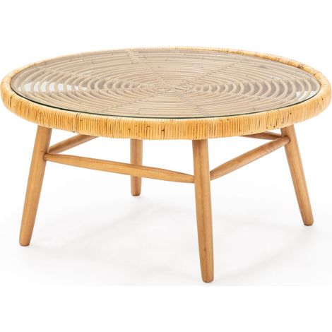 Mitte Tabelle 92x92x46 Naturholz / Außenglas / Sofas, Sessel, Chaisspour alle Stile, um dem Haus eine Note zu verleihen