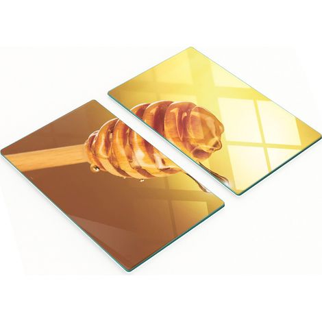 Tablas decorativas multifuncionales de cocina de vidrio templado color miel, 2x30x52 cm