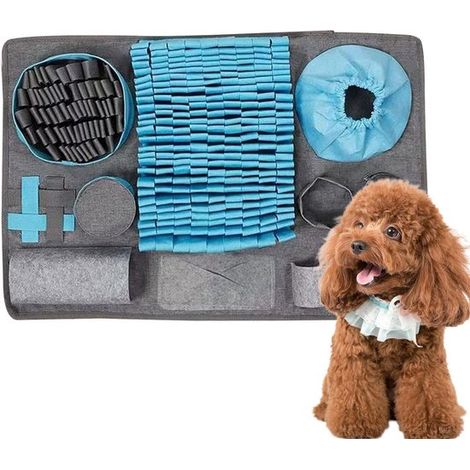 Tapis de fouille pour chien - Tapis d'éveil ludique - Stimulation mentale - Taille ajustable - 66 x 44 cm - Bleu ciel unique (1/5)