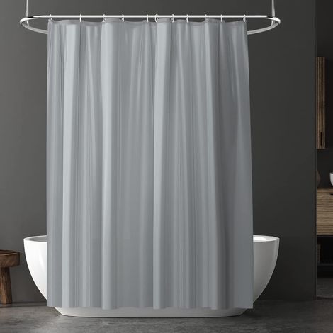 Rideau de douche en plastique imperméable et épais pour salle de bain - Gris - Style très résistant - 177,8 x 178 cm