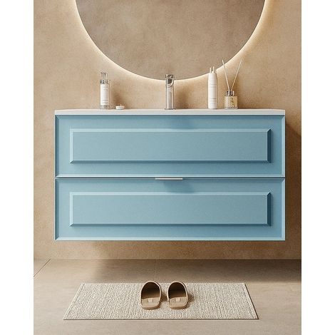 Exagonshop Mobile bagno azzurro opaco 102x47 Dublino con lavabo