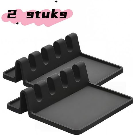 Lot de 2 maniques en silicone pour couverts, résistantes à la chaleur, pour plaques de cuisson, plans de travail et grils, noir (1/5)