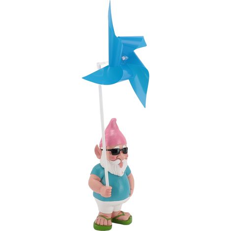 Figurine nain de jardin en résine avec grand moulin à vent, sculpture d'art de cour pour déco intérieur extérieur terrasse pelouse (1/5)