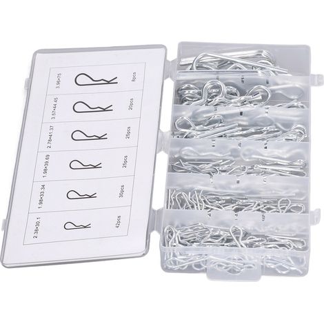 Lot de 150 goupilles en acier zingué, forme R, assortiment de broches de sécurité pour attelage remorque, fixations robustes (1/5)