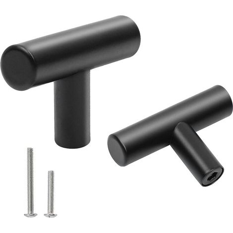 Set mit 20 schwarzen Edelstahl-Küchenschubladengriffen und -knöpfen (1/5)
