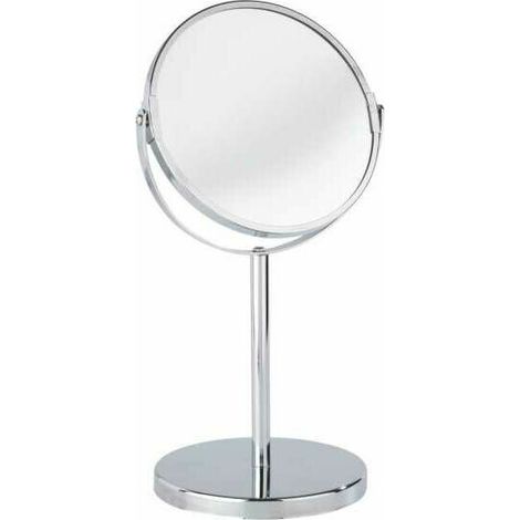 Specchio ingranditore Ulisem 3x per seduta, specchio ingranditore da terra, Ø 16 cm, acciaio, 18,5x34,5x15 cm, cromato