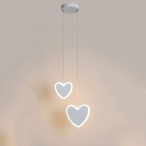 Pendentif simple moderne, lampe suspendue en forme de coeur à accrochage avec abat-jour blanc, pour Chambres d'enfants, Les Chambres à Coucher, Les allées, etc. (3000K Blanc Chaud) (1/5)