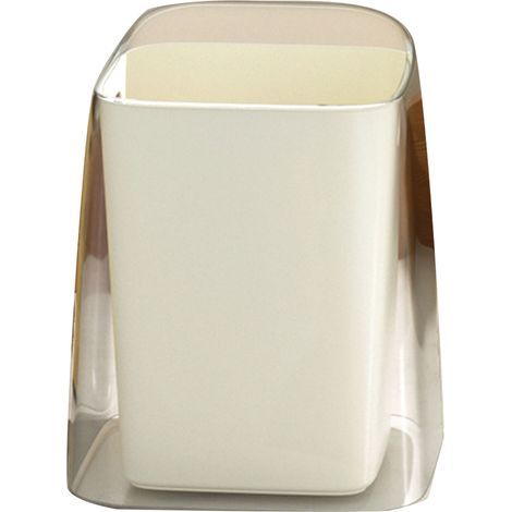 Poubelle de bureau sans couvercle plastique design moderne grand口径 blanc compact pour salon chambre organisation déchets (1/5)