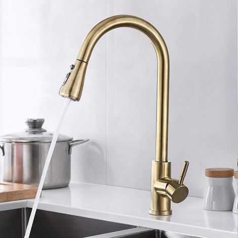 Mitigeur de cuisine à levier unique, douchette extensible pivotante 360°, tête réglable – DELKEVIC