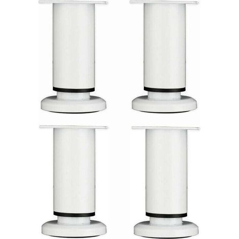4 Pièces Pieds de Meubles Réglables 12cm Blanc Jambe de Table Rond en Métal pour Canapé Armoire Lit avec Vis (1/4)