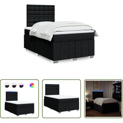 Matelas à ressorts ensachés - Sommier à lattes de lit avec matelas noir 120x190 cm tissu (1/5)