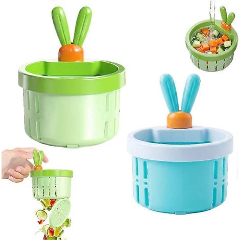 Lot de 2 crépines d'évier Cactus, panier filtrant à ouverture par pression pour collecter déchets alimentaires avec bouchon multifonctionnel (1/5)