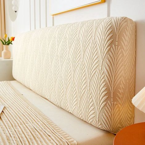Funda elástica para cabecero. Adecuada para cabeceros de cama grandes. Funda para sofá. Ideal para la decoración del dormitorio. Col，180 cm，beige (1/5)