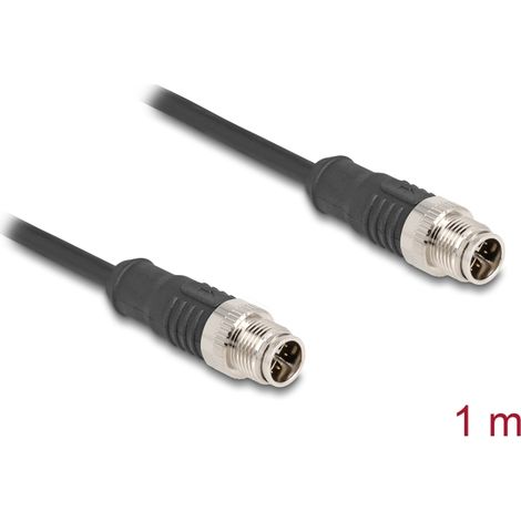 Delock Cable M12 codificado X 8 pin macho a macho PVC 1 m