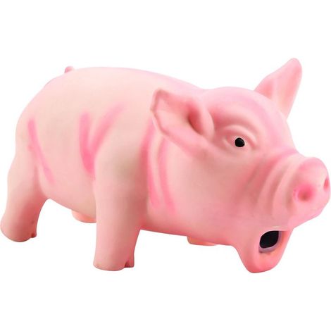 Un jouet à mâcher en latex mignon et couinant, parfait pour les chiens et les chiots, en forme de petit cochon (rose). (1/4)