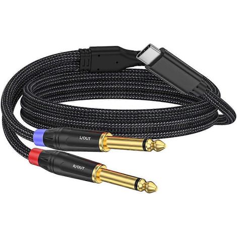 Câble USB-C vers double jack stéréo 6,35 mm pour le son en direct et l'enregistrement