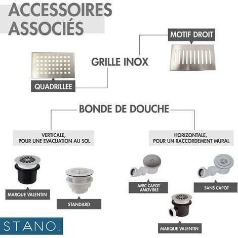 Receveur de douche 80 x 140 cm extra plat blanc PIATTO en SoliCast® – Surface ardoisée