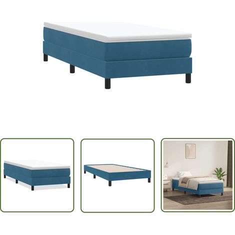 vidaXL Boxspringbett ohne Matratze Dunkelblau 80x210 cm Samt (1/5)