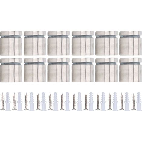 Montants pour Cadres et Affichage Écrous de Fixation Éloignés 12 Pièces 25x25mm Inox Installation Murale Facile pour Photos, Vitres et Signalétique (1/5)