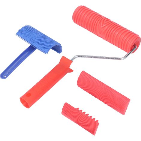 Rouleau à motif bois, outils de peinture à motif bois en caoutchouc, ensemble de rouleaux d'impression, rouleau à peinture, pinceau à motif bois, rouleau à motif bois pour gaufrage mural. (1/5)
