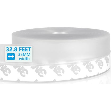Silikon-Dichtungsstreifen, 10 m x 35 mm Türdichtung, selbstklebend, für Dusche, Küche und WC  Wasserdicht, winddicht und staubdicht (transparent)