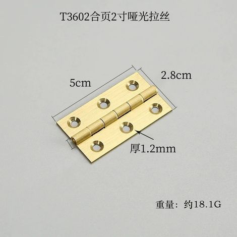 (Finition mate - 2,8 x 5 cm) 10 charnières en laiton massif, style vintage, pour meubles, portes, fenêtres, armoires et boîtes. Quincaillerie invisible. (1/5)