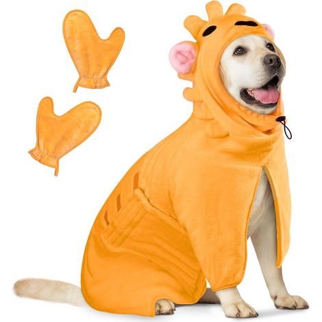 1 Peignoir Chien Microfibre, Serviette Absorbante Réglable, Bain Natation Hiver