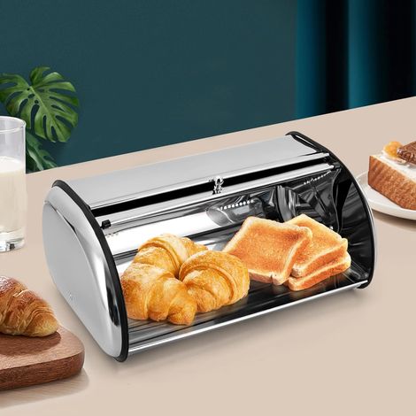 Boîte à pain en métal - En acier inoxydable 410 - Avec rabat avant - Résistante aux moustiques - Pour la cuisine - Fraîcheur durable
