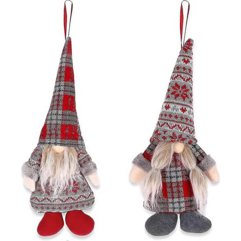 Gnomes de Noël, poupée elfe de Noël faite main, décorations de Noël scandinaves, ornement à suspendre pour sapin de Noël et cheminée (1/5)