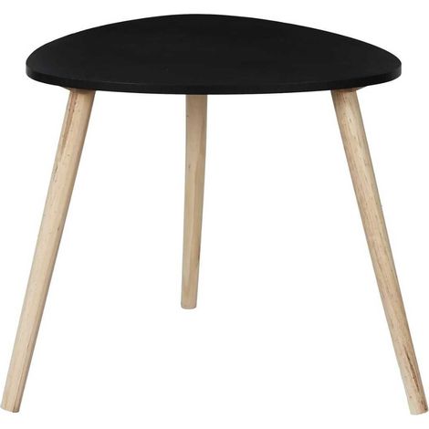 Table d'appoint forme triangulaire H40cm noire pieds en pin massif - KAREN (1/2)