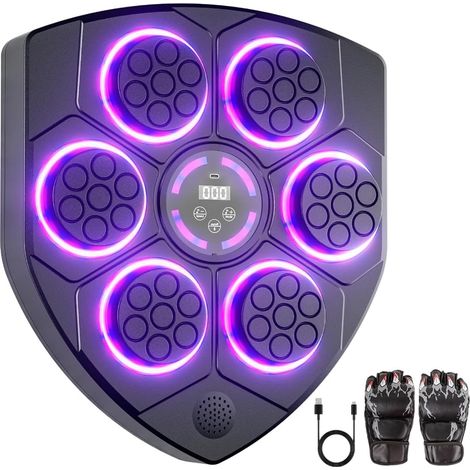 Machine de frappe musicale avec gants de boxe, entraîneur Bluetooth intelligent, équipement de gym, machine à montage mural pour enfants et adultes, cible de boxe électronique pour la maison (1/5)