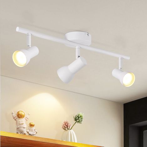 GBLY Plafoniera 3 Luci da Soffitto Fiammeggianti Corridoio - Lampadina da Soffitto Design Moderno Faretto da Interno Metallo Bianco GU10 Faretti da Soffitto Faretti Girevoli a 350° (senza lampadina)