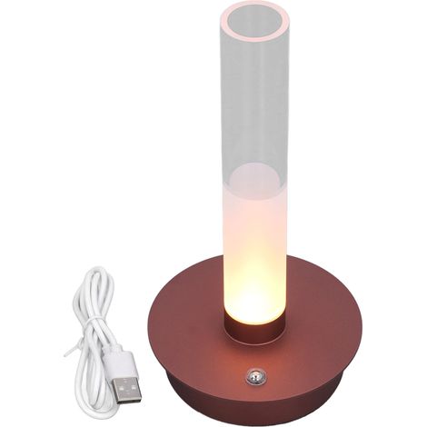 Ortviai Lampe de bureau sans fil rechargeable LED IP54, 2000 mAh, 3 températures de couleur, réglage tactile continu – Brun (1/5)